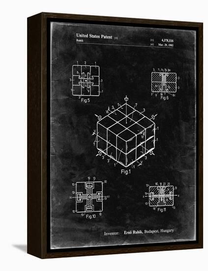 PP1022-Black Grunge Rubik's Cube Patent Poster-Cole Borders-Framed Premier Image Canvas