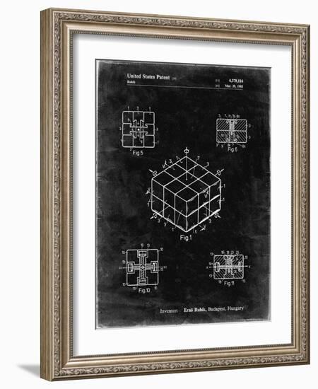 PP1022-Black Grunge Rubik's Cube Patent Poster-Cole Borders-Framed Giclee Print