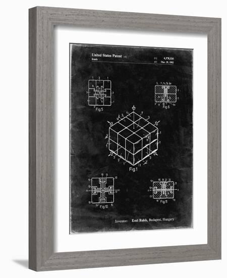 PP1022-Black Grunge Rubik's Cube Patent Poster-Cole Borders-Framed Giclee Print