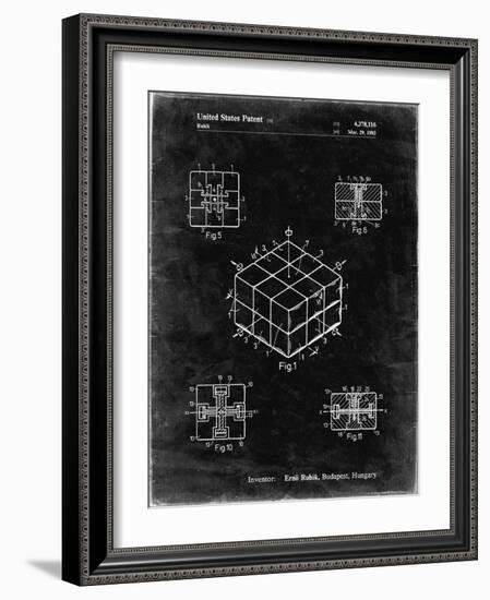 PP1022-Black Grunge Rubik's Cube Patent Poster-Cole Borders-Framed Giclee Print