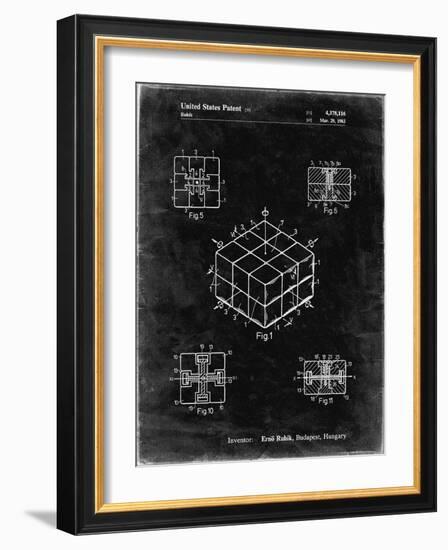 PP1022-Black Grunge Rubik's Cube Patent Poster-Cole Borders-Framed Giclee Print