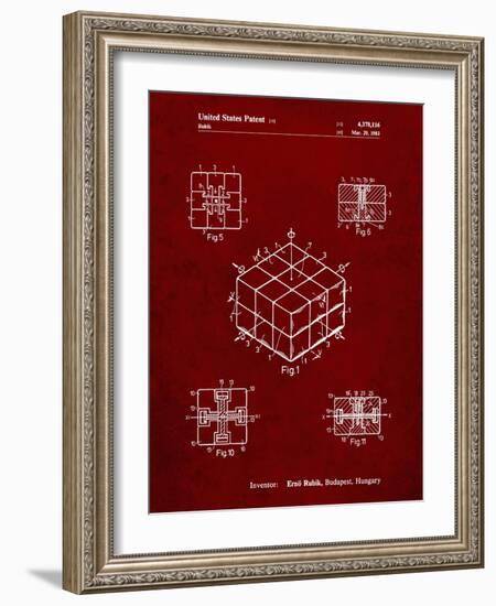 PP1022-Burgundy Rubik's Cube Patent Poster-Cole Borders-Framed Giclee Print