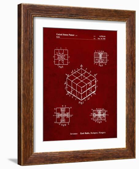 PP1022-Burgundy Rubik's Cube Patent Poster-Cole Borders-Framed Giclee Print