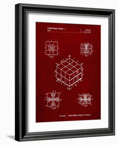 PP1022-Burgundy Rubik's Cube Patent Poster-Cole Borders-Framed Giclee Print