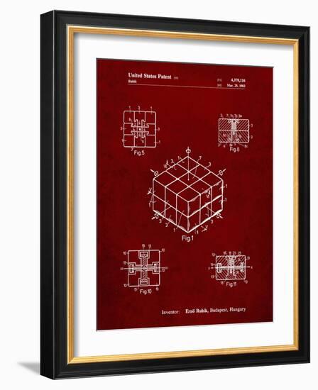 PP1022-Burgundy Rubik's Cube Patent Poster-Cole Borders-Framed Giclee Print