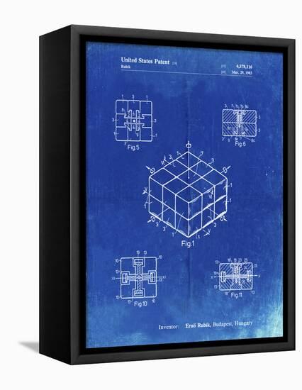 PP1022-Faded Blueprint Rubik's Cube Patent Poster-Cole Borders-Framed Premier Image Canvas