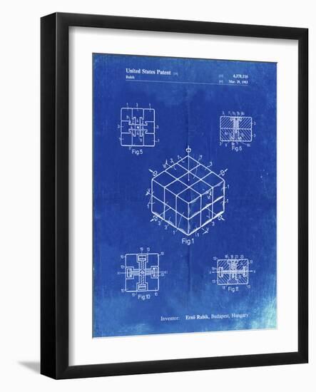 PP1022-Faded Blueprint Rubik's Cube Patent Poster-Cole Borders-Framed Giclee Print