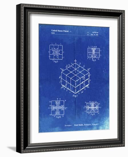 PP1022-Faded Blueprint Rubik's Cube Patent Poster-Cole Borders-Framed Giclee Print