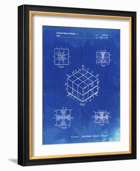 PP1022-Faded Blueprint Rubik's Cube Patent Poster-Cole Borders-Framed Giclee Print