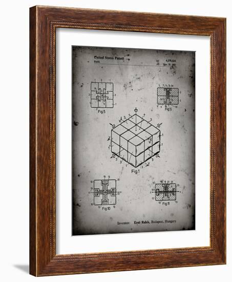 PP1022-Faded Grey Rubik's Cube Patent Poster-Cole Borders-Framed Giclee Print