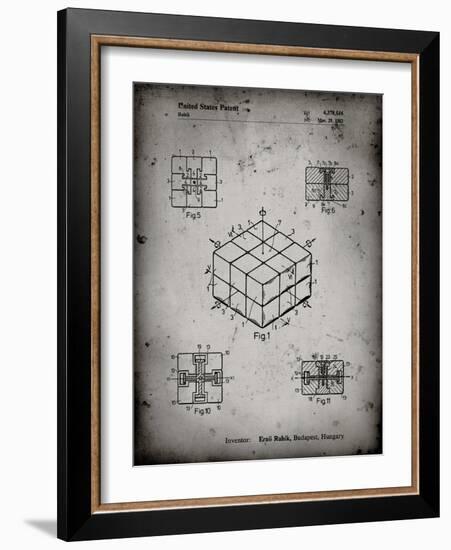 PP1022-Faded Grey Rubik's Cube Patent Poster-Cole Borders-Framed Giclee Print