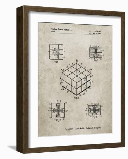 PP1022-Sandstone Rubik's Cube Patent Poster-Cole Borders-Framed Giclee Print