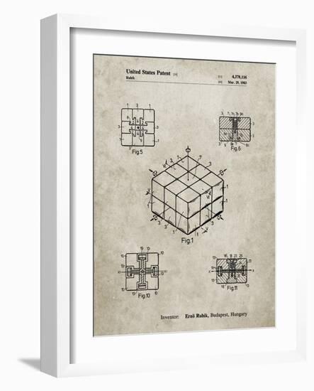 PP1022-Sandstone Rubik's Cube Patent Poster-Cole Borders-Framed Giclee Print