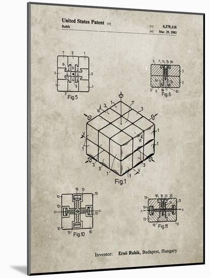 PP1022-Sandstone Rubik's Cube Patent Poster-Cole Borders-Mounted Giclee Print