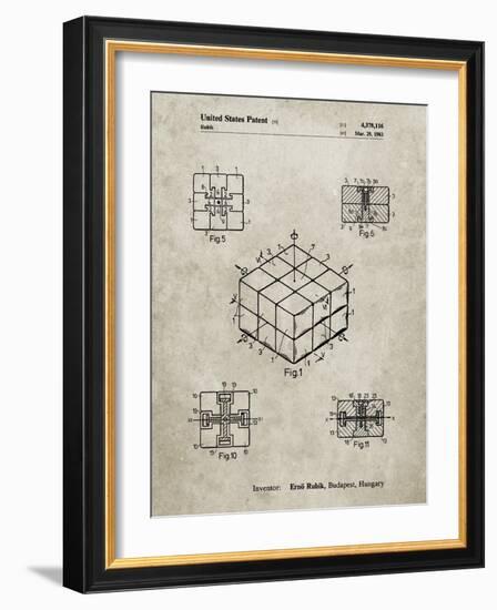 PP1022-Sandstone Rubik's Cube Patent Poster-Cole Borders-Framed Giclee Print