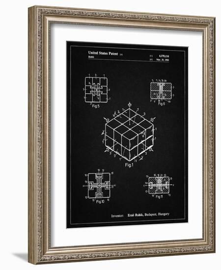 PP1022-Vintage Black Rubik's Cube Patent Poster-Cole Borders-Framed Giclee Print