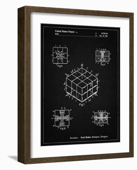 PP1022-Vintage Black Rubik's Cube Patent Poster-Cole Borders-Framed Giclee Print