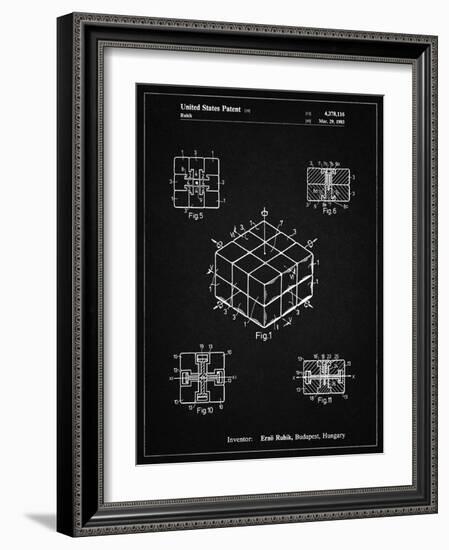 PP1022-Vintage Black Rubik's Cube Patent Poster-Cole Borders-Framed Giclee Print