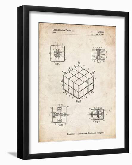 PP1022-Vintage Parchment Rubik's Cube Patent Poster-Cole Borders-Framed Giclee Print