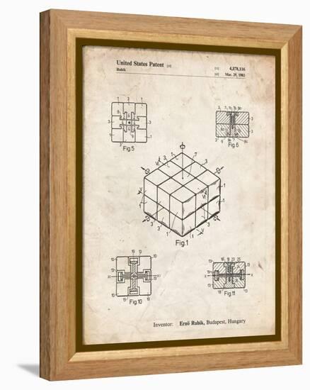 PP1022-Vintage Parchment Rubik's Cube Patent Poster-Cole Borders-Framed Premier Image Canvas