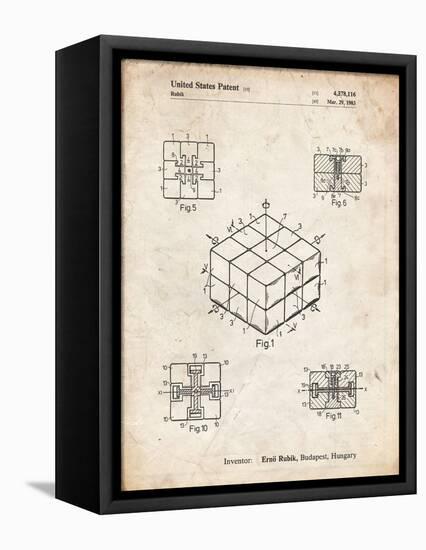 PP1022-Vintage Parchment Rubik's Cube Patent Poster-Cole Borders-Framed Premier Image Canvas