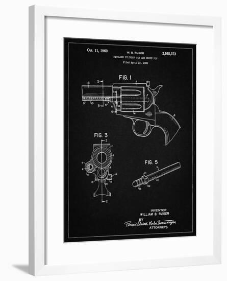 PP1023-Vintage Black Ruger Revolver Patent Art-Cole Borders-Framed Giclee Print