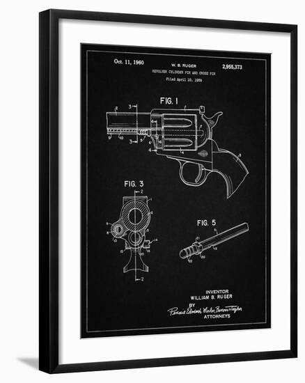 PP1023-Vintage Black Ruger Revolver Patent Art-Cole Borders-Framed Giclee Print