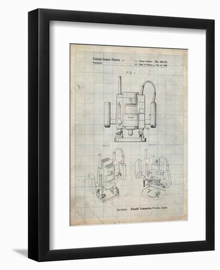 PP1025-Antique Grid Parchment Ryobi Portable Router Patent Poster-Cole Borders-Framed Giclee Print