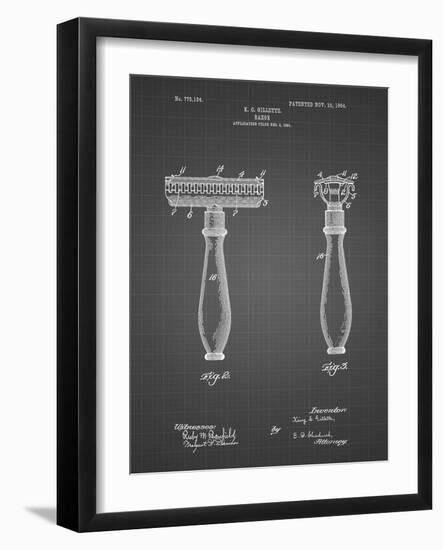 PP1026-Black Grid Safety Razor Patent Poster-Cole Borders-Framed Giclee Print