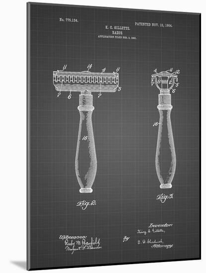 PP1026-Black Grid Safety Razor Patent Poster-Cole Borders-Mounted Giclee Print