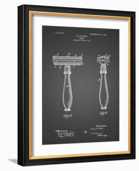 PP1026-Black Grid Safety Razor Patent Poster-Cole Borders-Framed Giclee Print