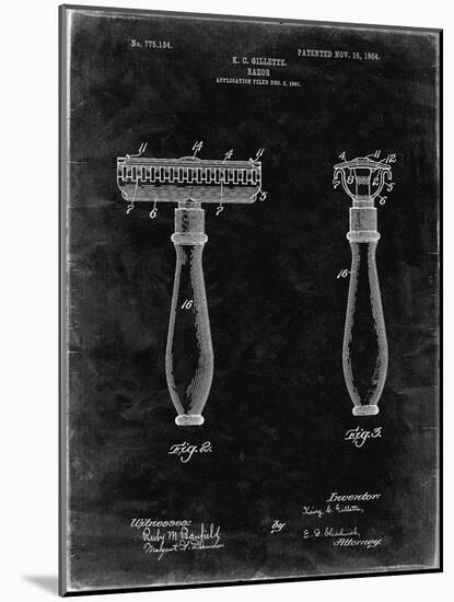 PP1026-Black Grunge Safety Razor Patent Poster-Cole Borders-Mounted Giclee Print