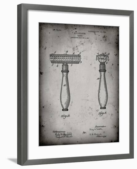 PP1026-Faded Grey Safety Razor Patent Poster-Cole Borders-Framed Giclee Print