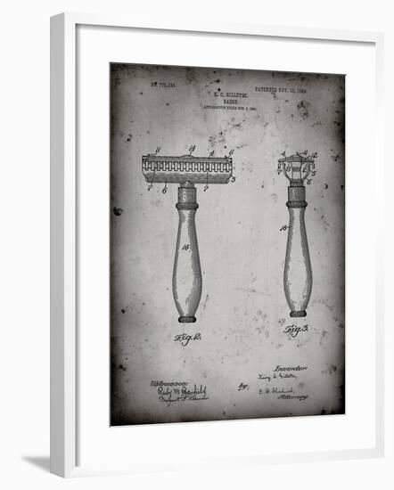 PP1026-Faded Grey Safety Razor Patent Poster-Cole Borders-Framed Giclee Print