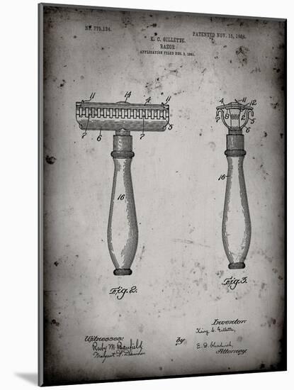 PP1026-Faded Grey Safety Razor Patent Poster-Cole Borders-Mounted Giclee Print