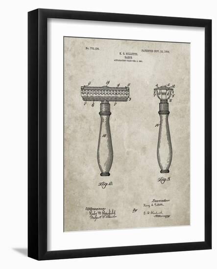 PP1026-Sandstone Safety Razor Patent Poster-Cole Borders-Framed Giclee Print