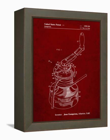 PP1027-Burgundy Sailboat Winch Patent Poster-Cole Borders-Framed Premier Image Canvas