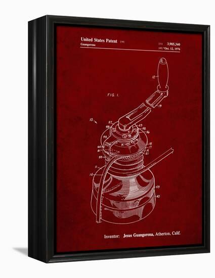 PP1027-Burgundy Sailboat Winch Patent Poster-Cole Borders-Framed Premier Image Canvas