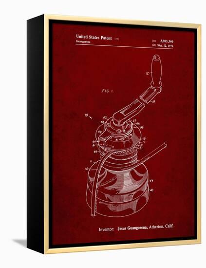 PP1027-Burgundy Sailboat Winch Patent Poster-Cole Borders-Framed Premier Image Canvas