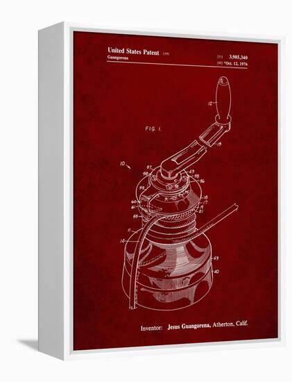 PP1027-Burgundy Sailboat Winch Patent Poster-Cole Borders-Framed Premier Image Canvas