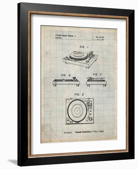 PP1028-Antique Grid Parchment Sansui Turntable 1979 Patent Poster-Cole Borders-Framed Giclee Print