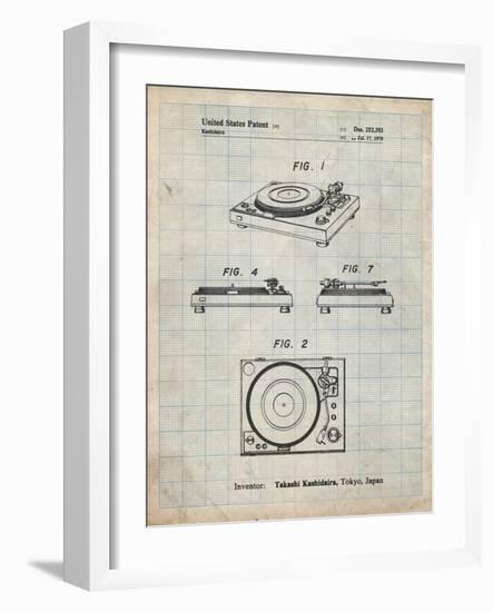 PP1028-Antique Grid Parchment Sansui Turntable 1979 Patent Poster-Cole Borders-Framed Giclee Print