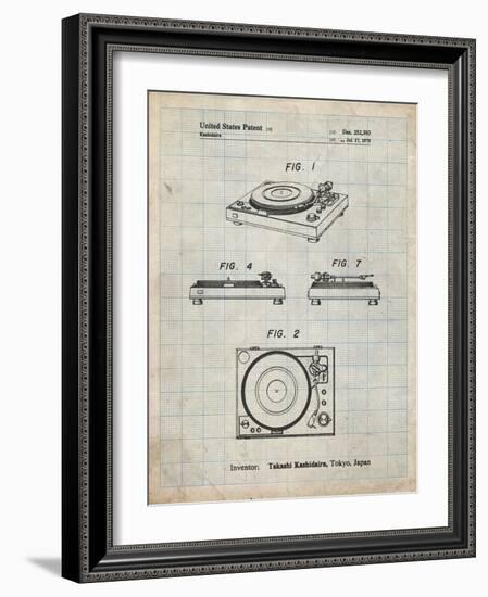 PP1028-Antique Grid Parchment Sansui Turntable 1979 Patent Poster-Cole Borders-Framed Giclee Print