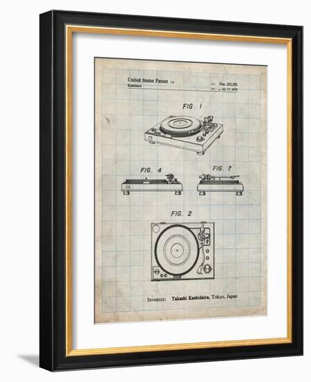 PP1028-Antique Grid Parchment Sansui Turntable 1979 Patent Poster-Cole Borders-Framed Giclee Print