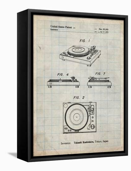 PP1028-Antique Grid Parchment Sansui Turntable 1979 Patent Poster-Cole Borders-Framed Premier Image Canvas