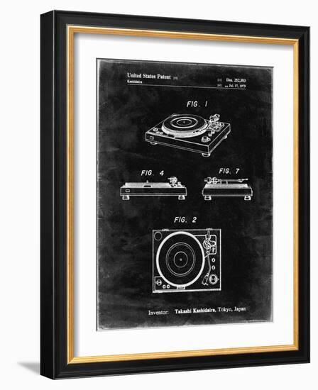 PP1028-Black Grunge Sansui Turntable 1979 Patent Poster-Cole Borders-Framed Giclee Print