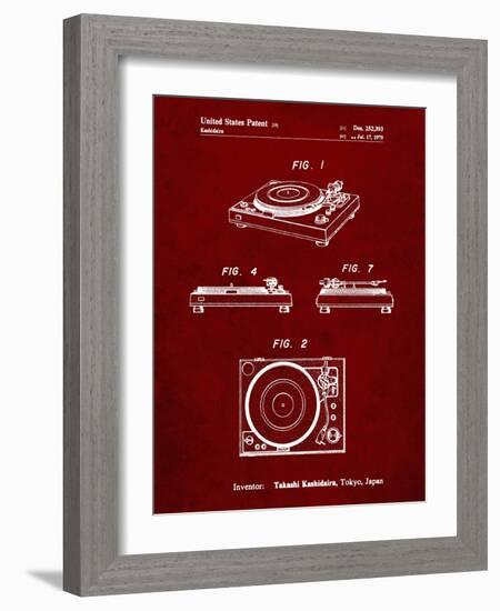 PP1028-Burgundy Sansui Turntable 1979 Patent Poster-Cole Borders-Framed Giclee Print