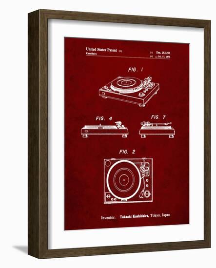 PP1028-Burgundy Sansui Turntable 1979 Patent Poster-Cole Borders-Framed Giclee Print