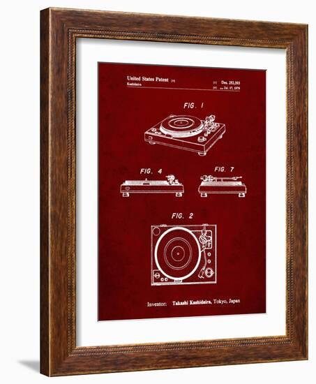 PP1028-Burgundy Sansui Turntable 1979 Patent Poster-Cole Borders-Framed Giclee Print