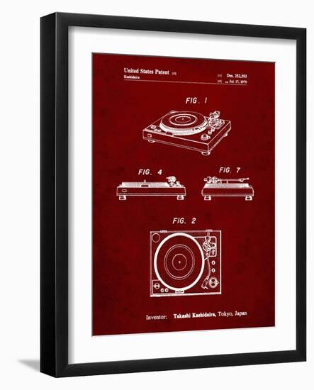 PP1028-Burgundy Sansui Turntable 1979 Patent Poster-Cole Borders-Framed Giclee Print